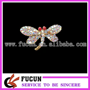 New arrival little gold rhinestone dragonfly brooch