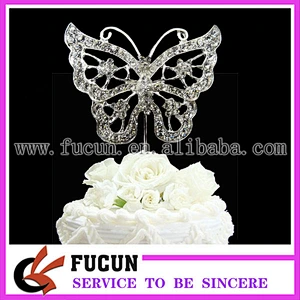 Rhinestone Silver Crystal Butterfly Butterflies Wedding Pick Cake Cupcake Topper
