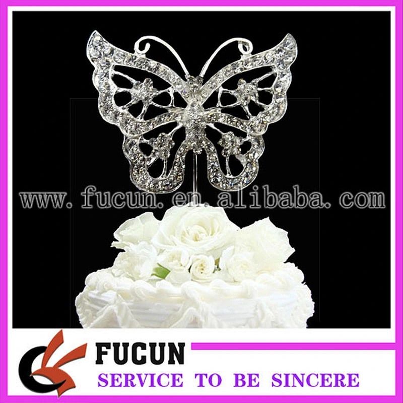 Rhinestone Silver Crystal Butterfly Butterflies Wedding Pick Cake Cupcake Topper