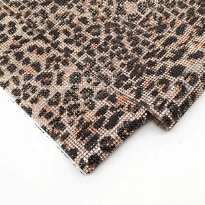 New arrive products hot fix sexy leopard print sheet rhinestone motif mesh for handbag and shoe