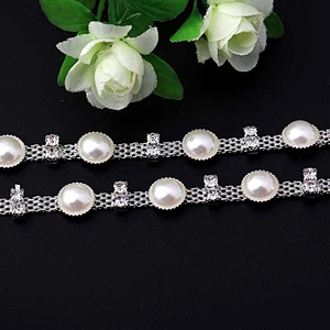 Sew on Bridal Pearl Sliver Waist Trimming Chain for Wedding dress