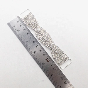 High Quality Twist Design 8 Rows SS16 Silver Rhinestone Crystal Bikini Connector