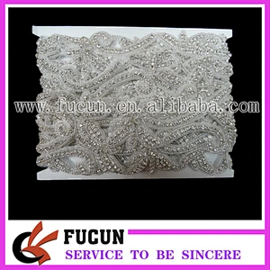 Rhinestone Applique Trimming Crystal Appliques For Wedding Dresses/Fashion Headband patches Designs