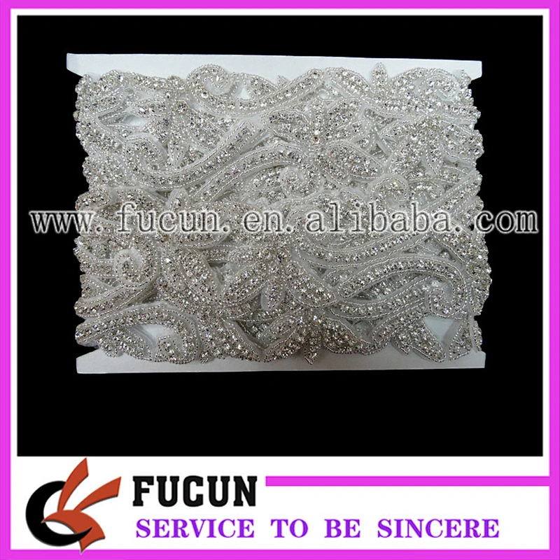 Rhinestone Applique Trimming Crystal Appliques For Wedding Dresses/Fashion Headband patches Designs