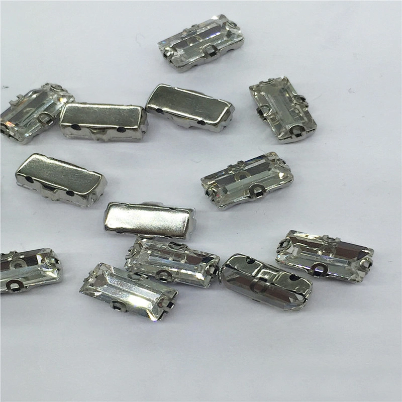 cheap price garment accessories loose rectangle crystal with silver claws sew on rhinestone claw setting