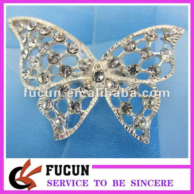 Cheaper rhinestone butterfly brooch with pin for wedding in bulk