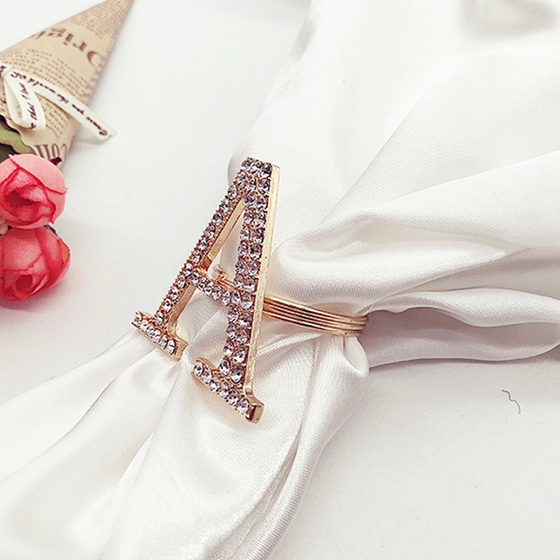 Bulk Wholesale custom gold letter rhinestone napkin holder napkin rings
