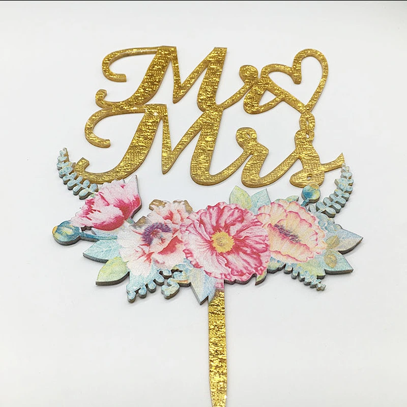Wedding Cake Topper Acrylic Letter Mr & Mrs Unique Fashion Toppers for cakes Wedding Cake