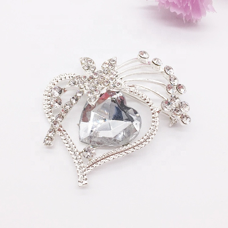 crystal rhinestone heart wedding jewellery diamond brooches for mother