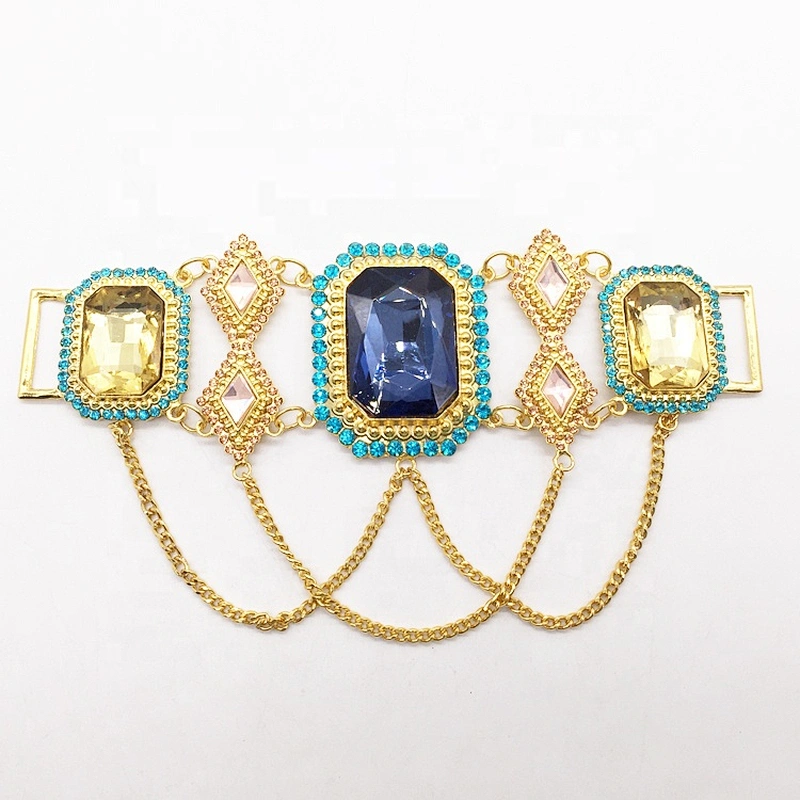 Gold stained glass swimwear accessories metal hardware bikini connector for wholesale