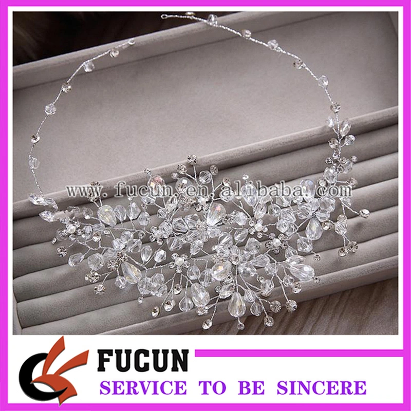 2017 New Fashioned Handmade European Style Bridal Stretch Headwear Crystal Beaded Headband Design