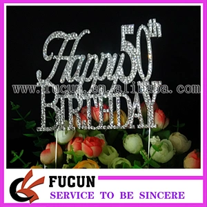 high Rhinestone 50th Birthday Wedding Cake Topper Silver Crystal Monogram