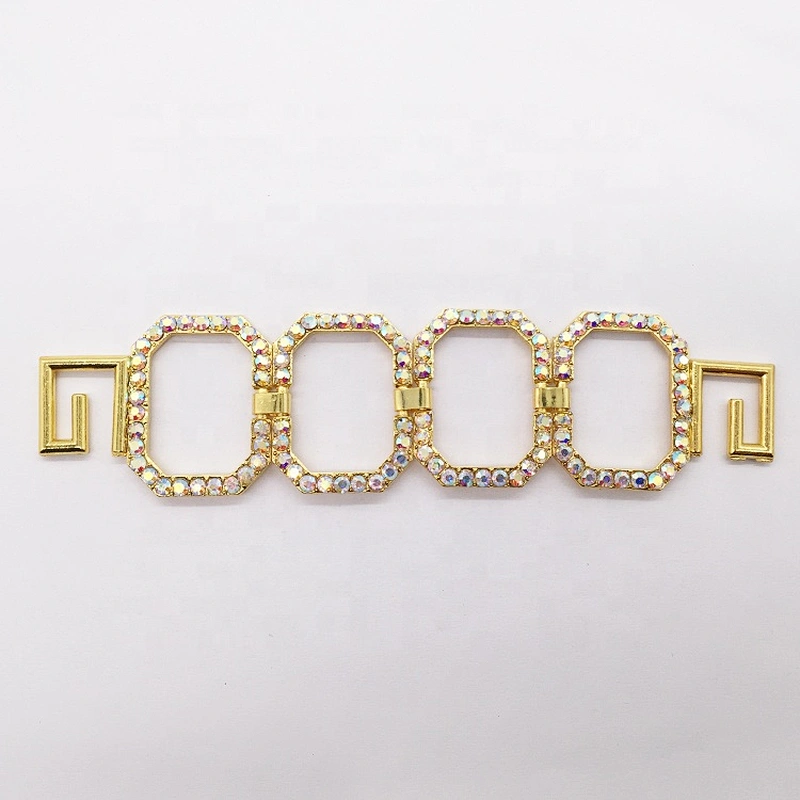 High Quality Factory Square Metal Gold Crystal AB Bikini Connector For Competition BikiniSuit