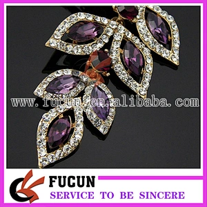 latest fashion leaves design gold plated earring jewelry wholesale