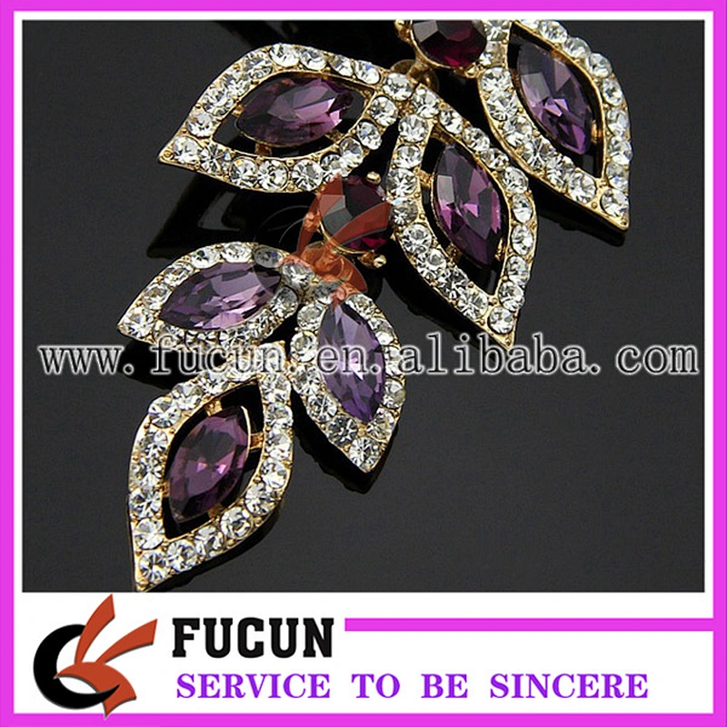 latest fashion leaves design gold plated earring jewelry wholesale