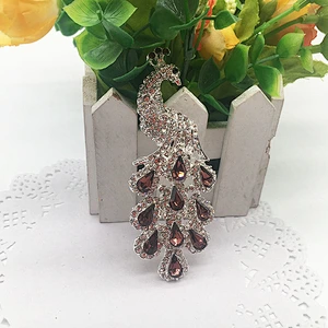 Latest wholesale colorful crystal rhinestone Peacock Design wedding jewellery brooch
