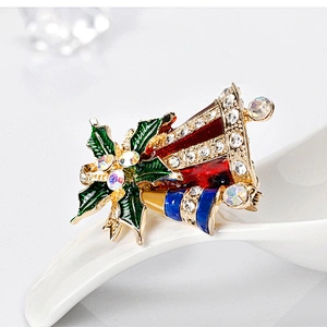 New arrival flashing christmas brooch bell shape rhinestone brooch pin decoration
