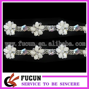 new arrival rhinestone and pearl applique trimming