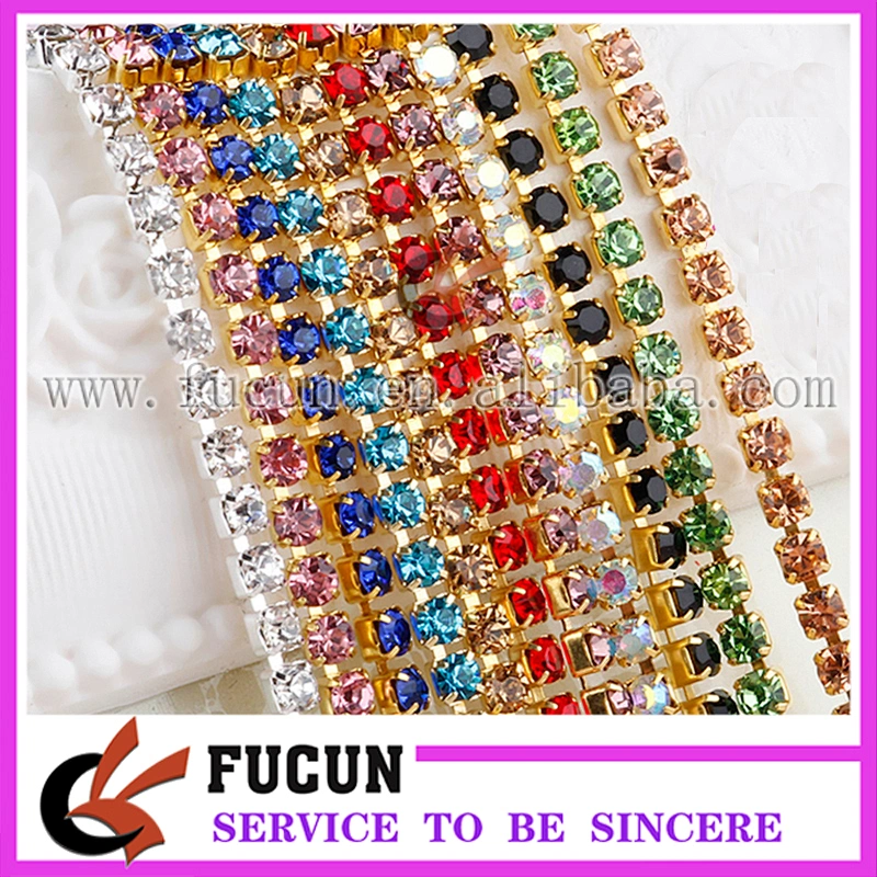various size crystal trim bridal trim rhinestone cup chain