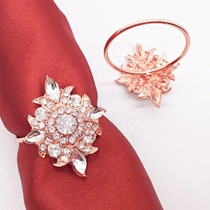 High quality duplicate ancient customs rose gold crystal rhinestone napkin ring