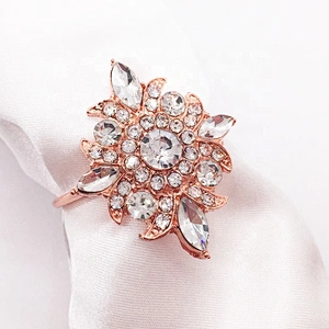 High quality duplicate ancient customs rose gold crystal rhinestone napkin ring
