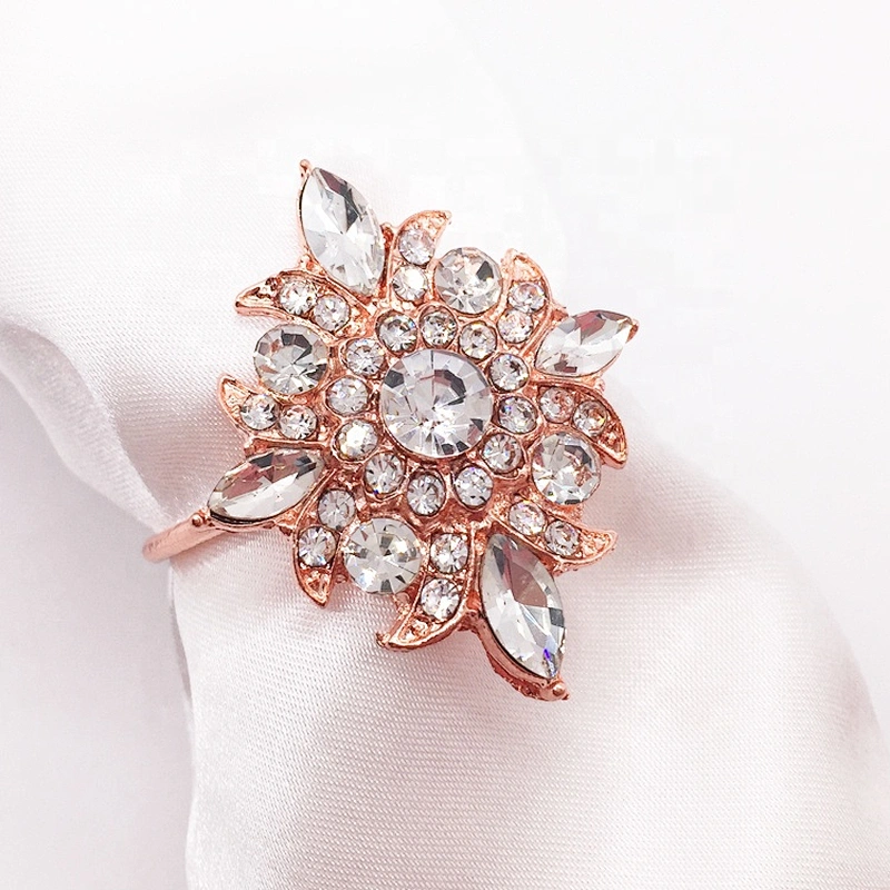High quality duplicate ancient customs rose gold crystal rhinestone napkin ring
