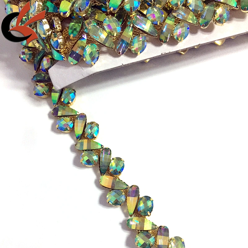 Shining Carnival decoration Green AB crystal rhinestone chain trimming