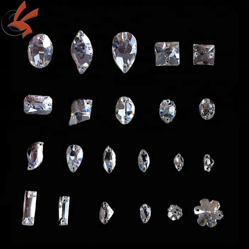 alibaba 18*25mm Rectangle Sew On Glass AB Color 2 Holes Crystal Rhinestone