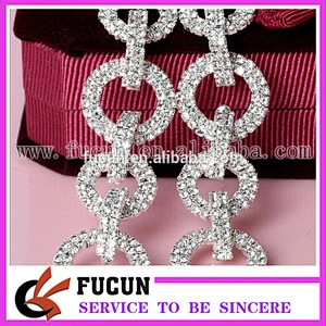Clear round ring Crystal Rhinestone Trim Silver Wedding Dress Chain