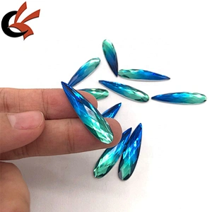 Ombre Royal and Turquoise Gradient 9x36mm teardrop shape resin rhinestones for garment decoration