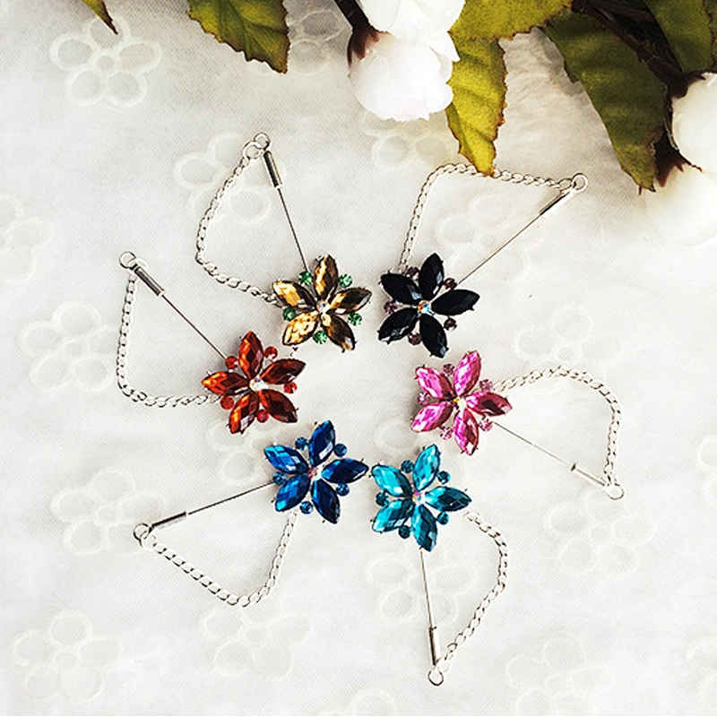 cheap korean style flower muslim mixed colors in one pack head hijab scarf pins