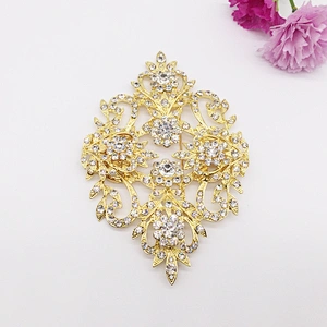 Wholesale Gold Design Rhinestone Head Muslim Brooch Hijab Scarf Pin