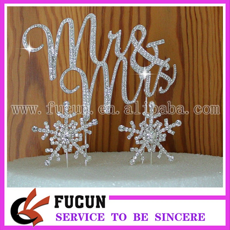 Red Rhinestone Merry Christmas Cake Topper For Christmas Decoration