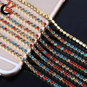 colorful rhinestone chain roll crystal rhinestone cup chain trimming