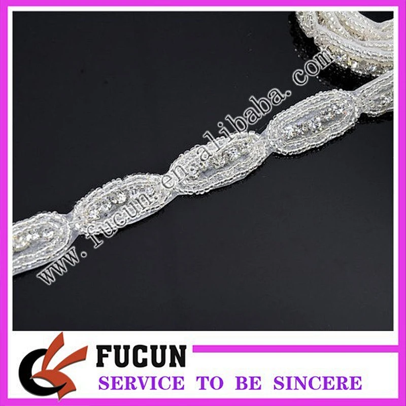 Crystal Clear Silver Beaded Pearl Rhinestone Trim