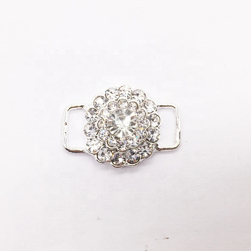 Crystal flower rhinestone clear ab swimming suit buckle connector for bikini centre