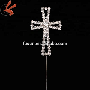 Small Rhinestone Cross Baptism Christening Communion Cake Topper