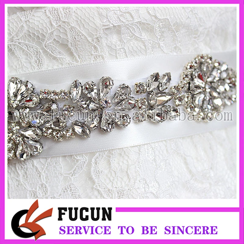 Wholesale Crystal Sash Belt For Wedding Dress-Large Rhinestone Applique Sash