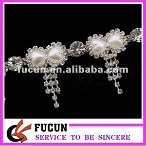 bridal rhinestone pearl flower trimming