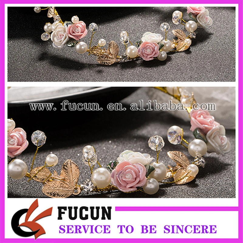 2017 New Style Flower Garland Floral Bridal Headband Pearl Hairband Korea Wedding Hair Accessories