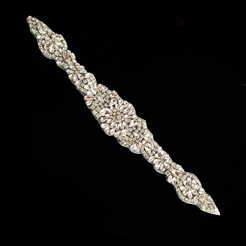 New product hot fix rhinestone belt applique for wedding dress wholesale