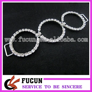 crystal round ring connected rhinestone bikini connectors