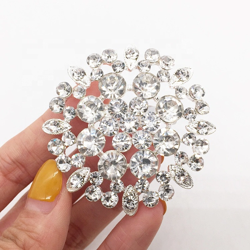 Crystal rhinestone wedding decoration woman jewelry silver brooch safety pin