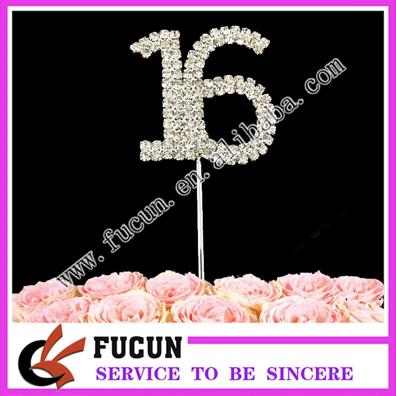 party Cake Accessory supplies 16 ages birthday party decorations rhinestone cake topper