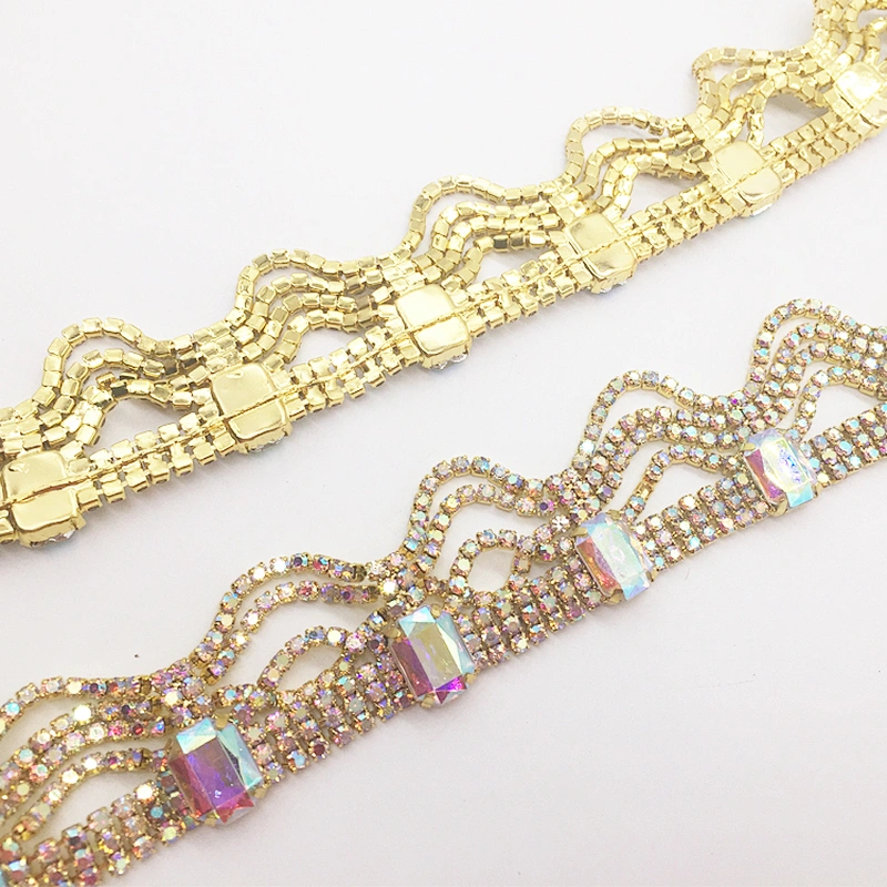 Crystal ab rhinestone banding trimming clear strass rhinestone chain trims for head band or dress