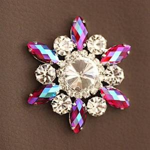Crystal Flower Rhinestone With Claw Setting Silver Back Rhinestone Applique Buttons For Garments