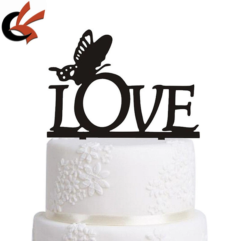 Wedding Love with butterfly decorate Acrylic Cake Topper