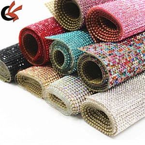 24*40cm AB Clear Bling Bling Hot Fix Rhinestone Mesh Rhinestone Self-adhesive Sticker