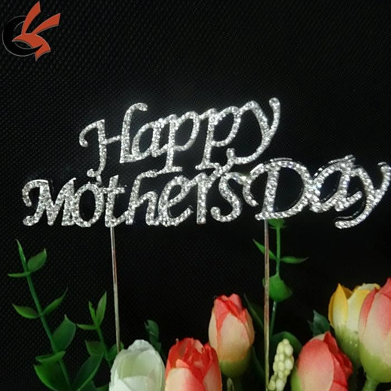 new arrival clear rhinestone Happy Mother's day cake topper