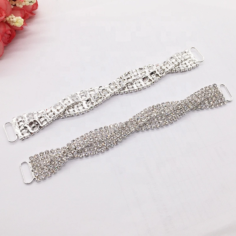 Hot Selling Silver Twist Compact Rhinestone Clear Crystal Bikini Connectors